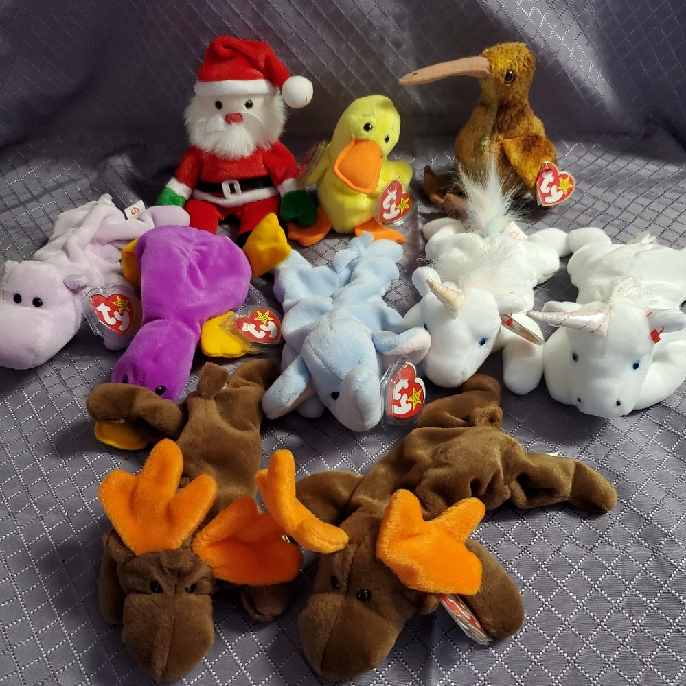 Ten Vintage Ty Beanie Babies